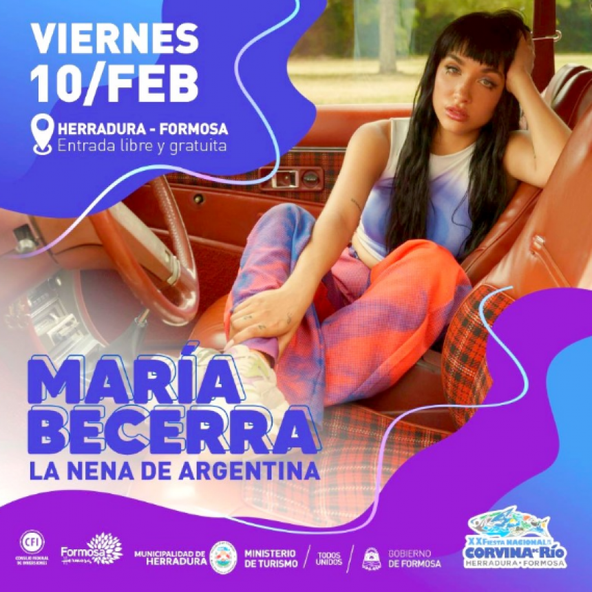 La cantante María Becerra confirmada para la Fiesta Nacional de la Corvina de Río