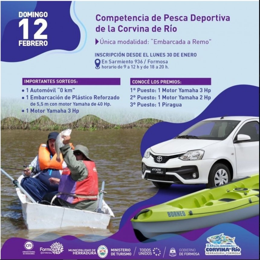 Este lunes inician las inscripciones para la XX Fiesta Nacional de la Corvina de Río