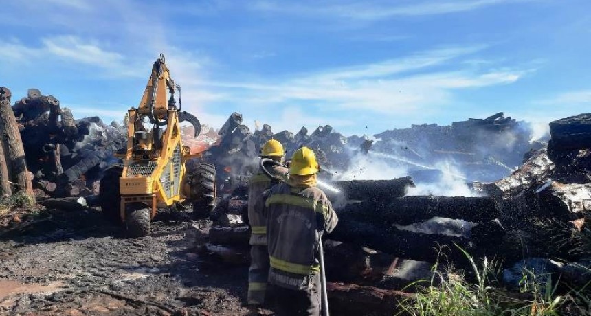 Unitán: Efectivos del Cuerpo de Bomberos extinguieron un incendio de rollizos en la fábrica