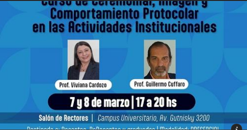 Curso de Ceremonial, Imagen y Comportamiento Protocolar en las Actividades Institucionales