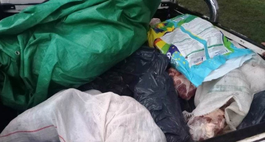 La Policía secuestró más de 300 kilos de carne y pescado transportado en el baúl de un auto