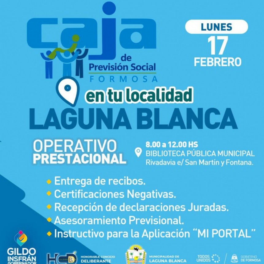 La Caja de Previsión Social estará este lunes en Laguna Blanca