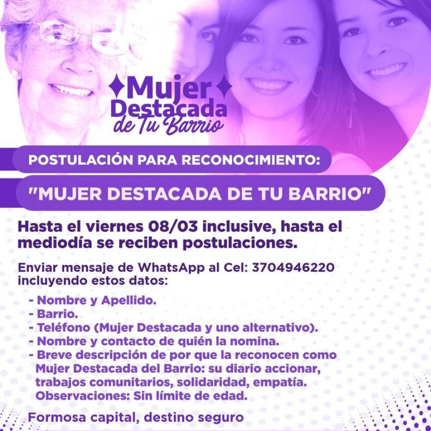 VAMOS A HOMENAJEAR A LA 𝐌𝐔𝐉𝐄𝐑 𝐃𝐄𝐒𝐓𝐀𝐂𝐀𝐃𝐀 DE TU BARRIO