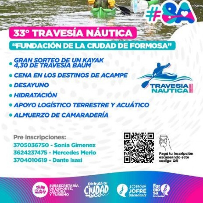  Continúan abiertas las inscripciones para la XXXIII edición de la Travesía Náutica “Fundación de la Ciudad de Formosa”
