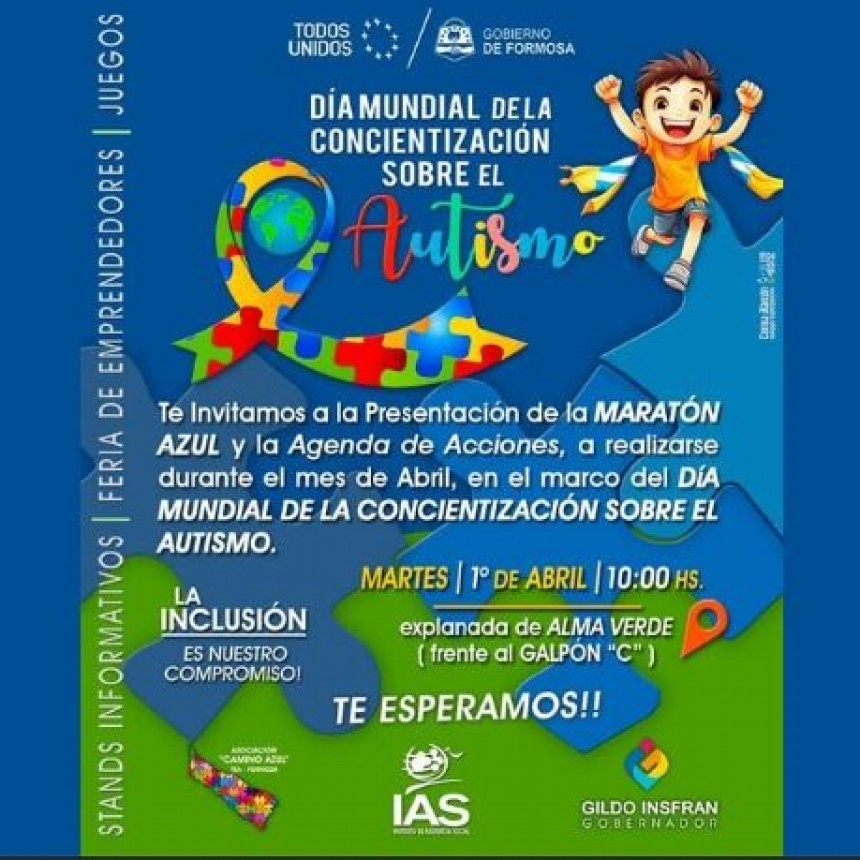 INVITAMOS A LA PRESENTACIÓN DE LA MARATÓN AZUL POR EL DÍA MUNDIAL DE LA CONCIENTIZACIÓN SOBRE EL AUTISMO