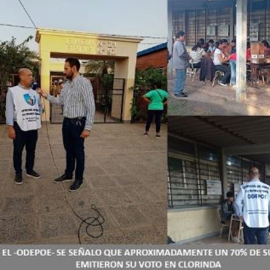 Odepoe: Un 70% de sufragantes emitió su voto en Clorinda