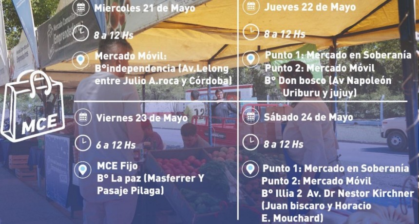 Arrancamos la semana con el calendario semanal del Mercado Comunitario de Emprendedores movíl