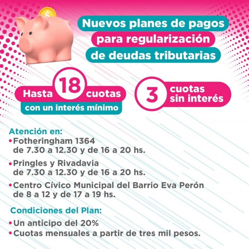 Nuevos planes de pagos para regularización de deudas tributarias de la Municipalidad