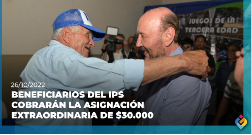 El gobernador anunci&oacute; que los beneficiarios del IPS tambi&eacute;n cobrar&aacute;n el bono de 30 mil pesos