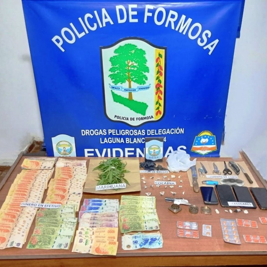 Desarticularon tres centros de venta de drogas en Laguna Blanca