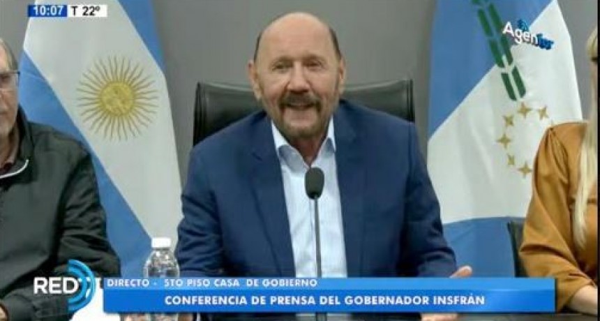 Gildo Insfr&aacute;n anunci&oacute; un incremento salarial del 10% para los empleados p&uacute;blicos a partir de octubre