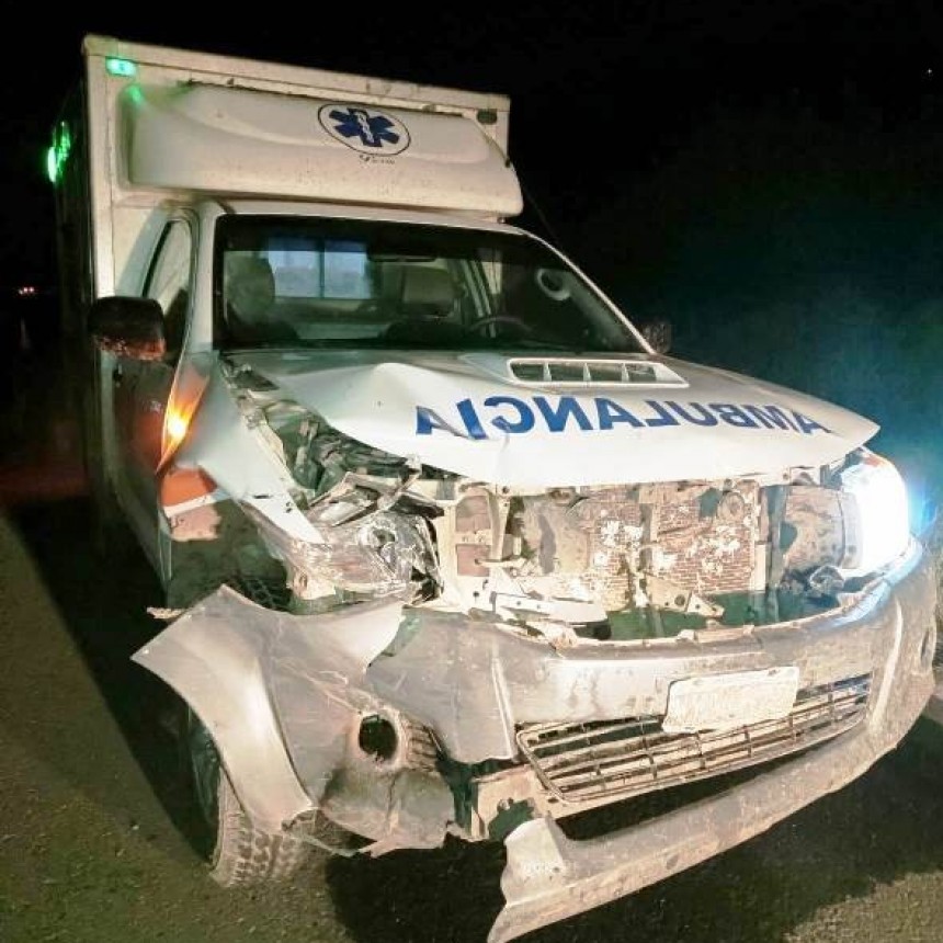 Una ambulancia colisionó una vaca y no hubo heridos en cercanía al establecimiento ganadero El Naranjo